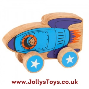 Chunky Wooden Space Rocket Push Along